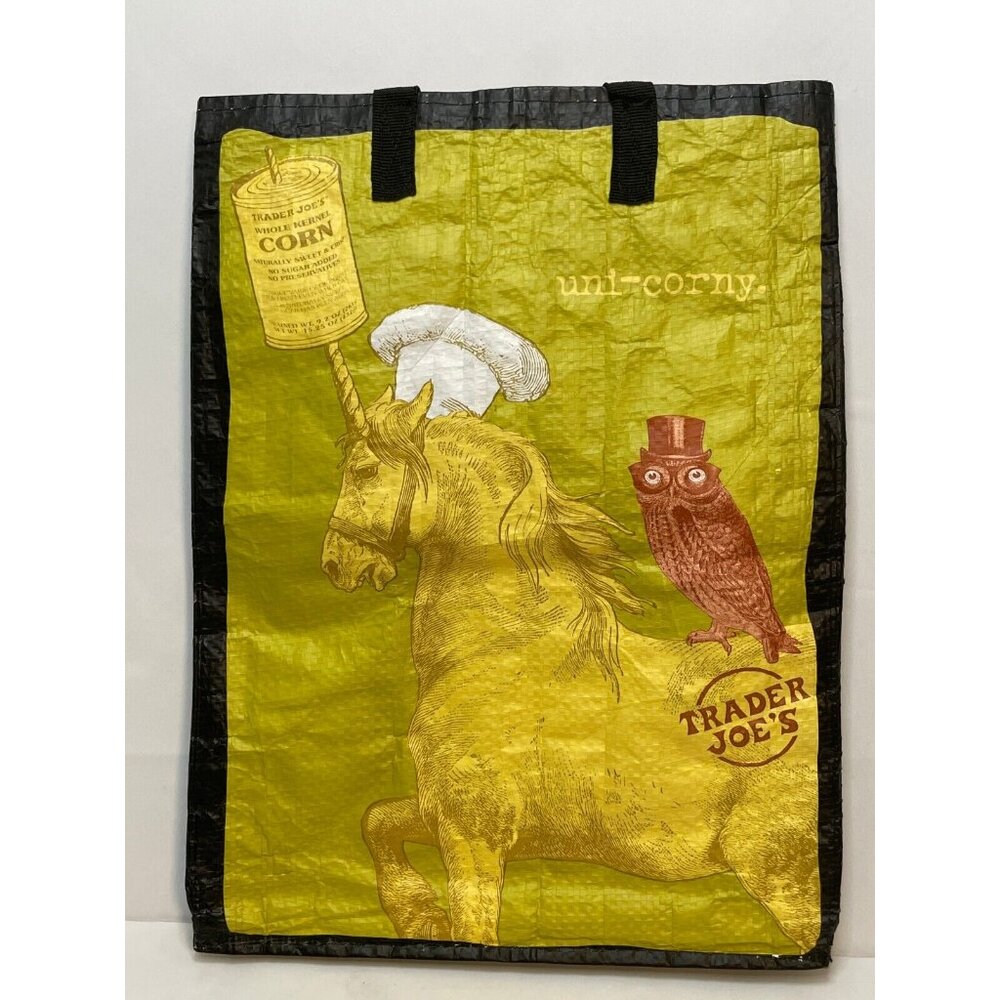 Trader Joe's reusable shopping bag tote 16" x 12" x 7" double top handle